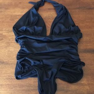 Old Navy black halter one piece bathing suit sz L